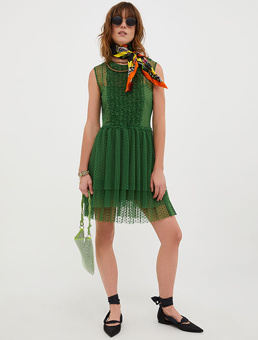 Plumetis tulle dress - green pattern - MAX&Co.